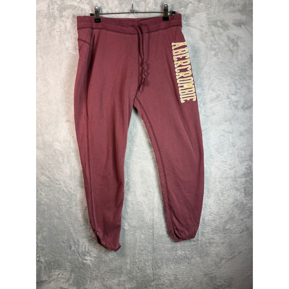 ABERCROMBIE & FITCH Sweatpants Women M Burgundy Logo‎ Jogger Lounge Y2K